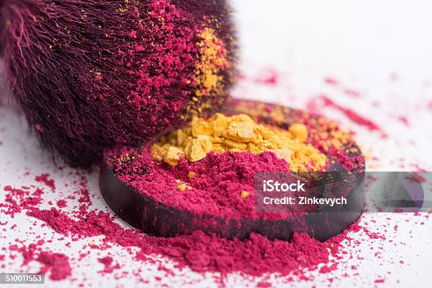 Closeup Of Professional Makeup Brush With Crashed Pink Stock Photo - Download Image Now