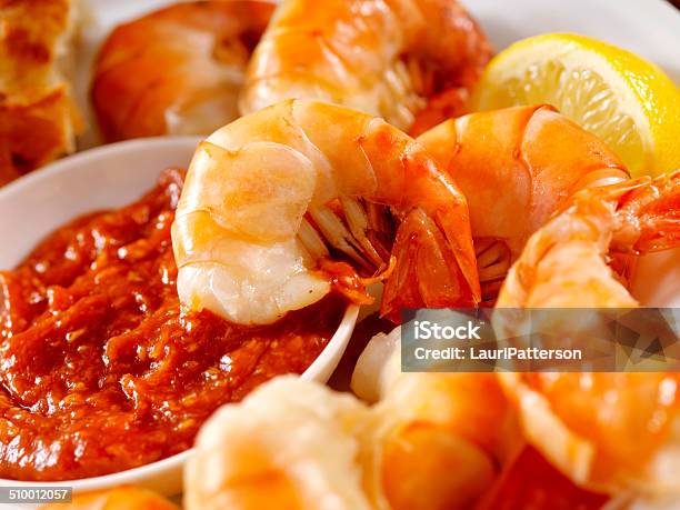 Peel And Eat Shrimp Stock Photo - Download Image Now - Cocktail, Shrimp - Seafood, Cocktail Sauce