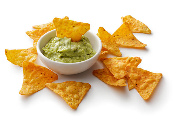 istock TexMex Food: Nacho Chips and Guacamole Isolated on White Background 510013184