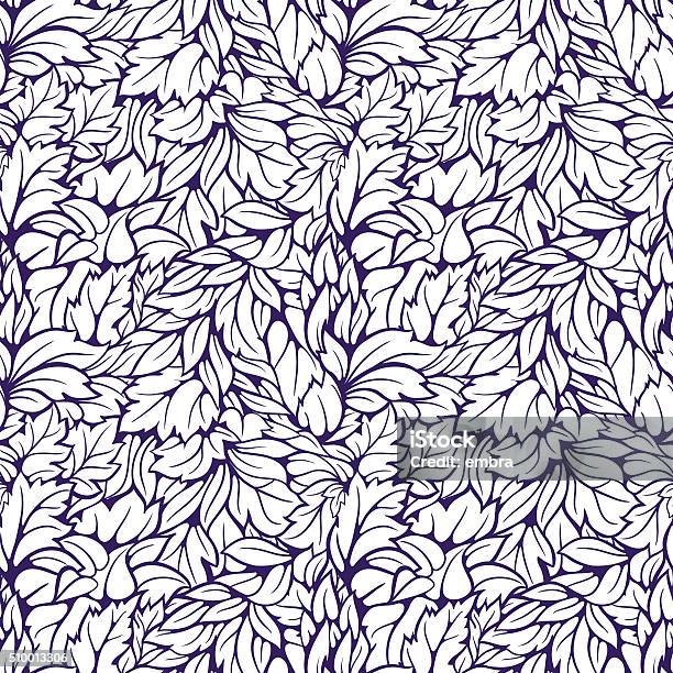 Leaves Seamless Pattern Stock Illustration - Download Image Now - Foliate Pattern, Monochrome, Backgrounds