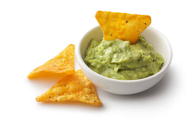 istock TexMex Food: Nacho Chips and Guacamole Isolated on White Background 510013316