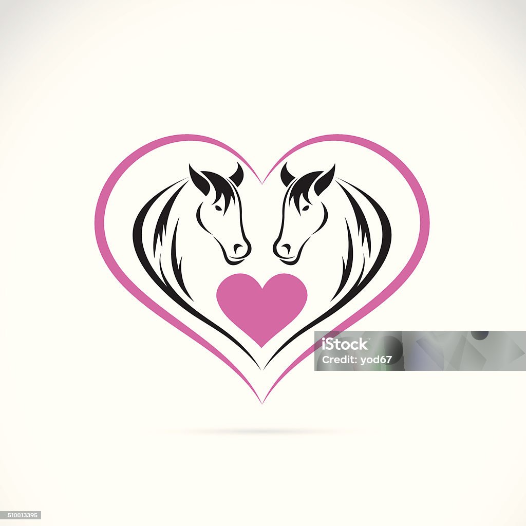 Vector image of two horses Vector image of two horses on a heart shape Abstract stock vector