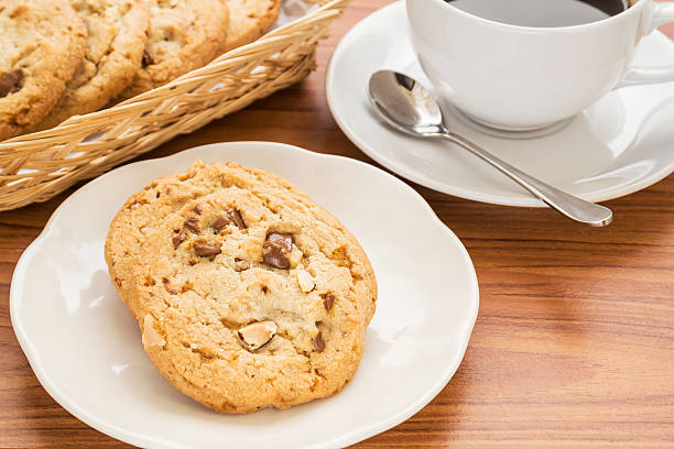 istock Chocolate chip cookie with almond and coffee cup 510014051