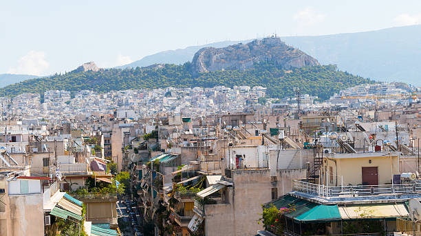 시내 스카이라인, Athens, Greece 스톡 사진