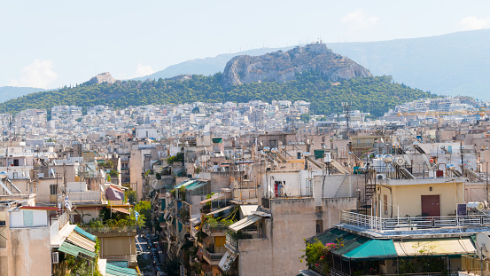 Athens, Greece- September 25, 2015: Skyline of the city, Athens, Greece