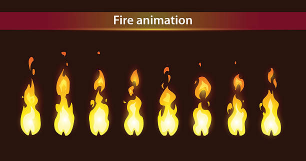ilustrações, clipart, desenhos animados e ícones de animação de fogo sprites - looping animation