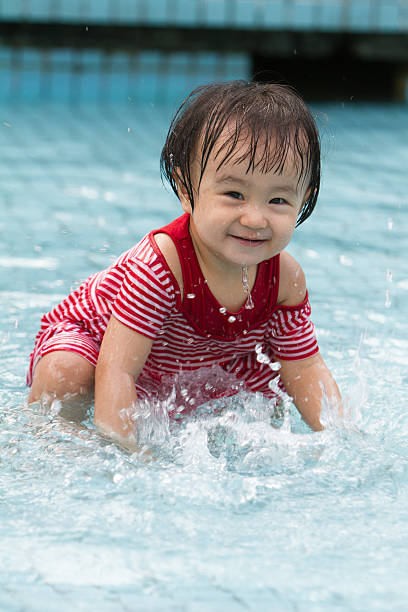 istock Chinese Little Girl Playing in Water 510016434