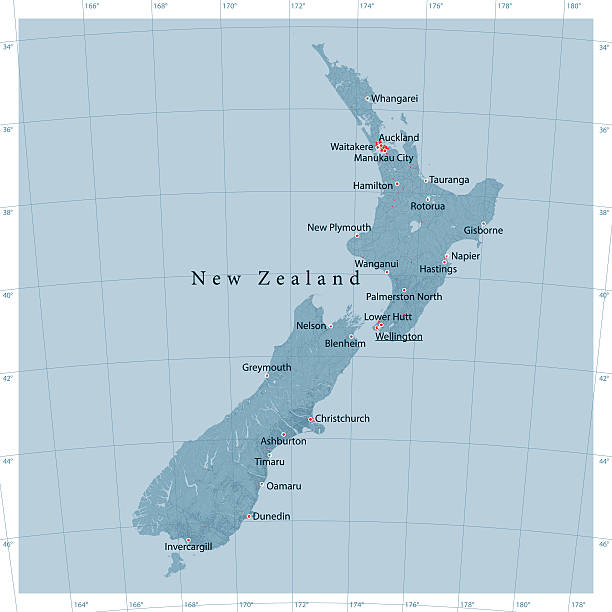 nowa zelandia wektor mapa drogowa - new zealand map cartography vector stock illustrations