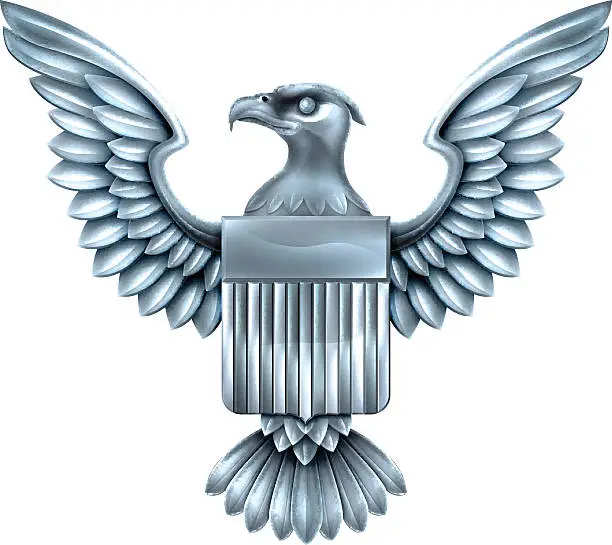Vector illustration of Metal American Eagle Shield