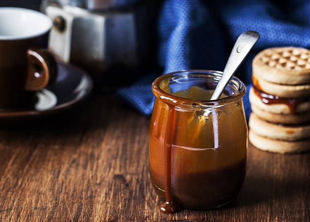istock Breakfast with salted caramel sauce. soft focus. 510017256