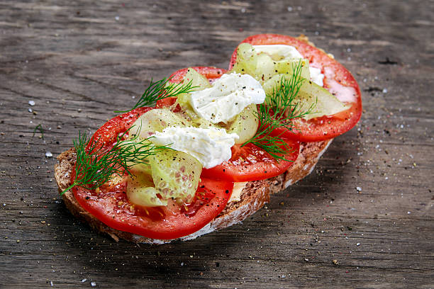istock Vegetarian toast, sandwich with vegetables and mozzarella 510018206