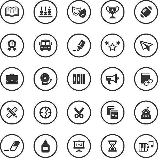 circle icons set/bildung - adhesive note stock-grafiken, -clipart, -cartoons und -symbole