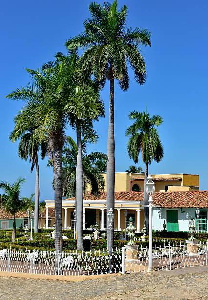 Dominican Republic, colorful colonial streets of Puerto Plata in historic city center.