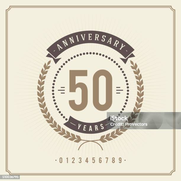 Vintage Anniversary Message Emblem Stock Illustration - Download Image Now - 80-89 Years, Anniversary, 70-79 Years