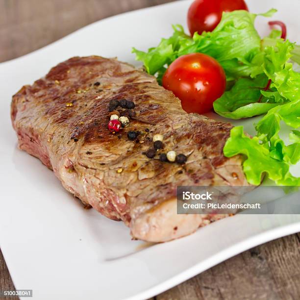 Steak And Salad Stock Photo - Download Image Now - Barbecue - Meal, Barbecue Grill, Beef