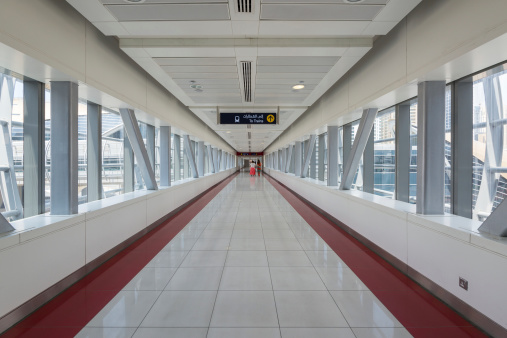 Dubai, United Arab Emirates - March 27, 2014: Interior view of passage in Jumeirah Lakes Tower metro station.
