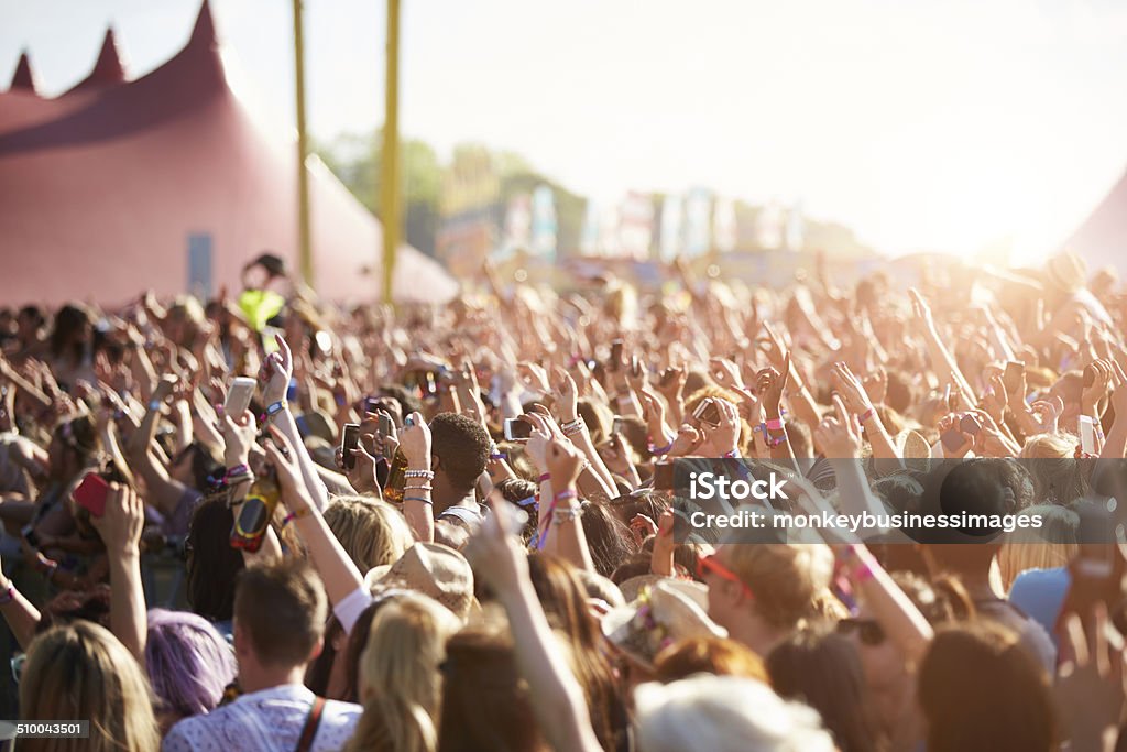 Audience At Outdoor Music Festival Music Festival Stock Photo