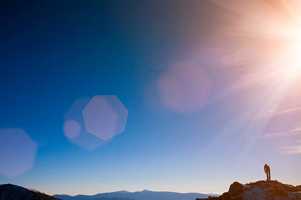 istock The silhouette of a man in the mountains. 510056166