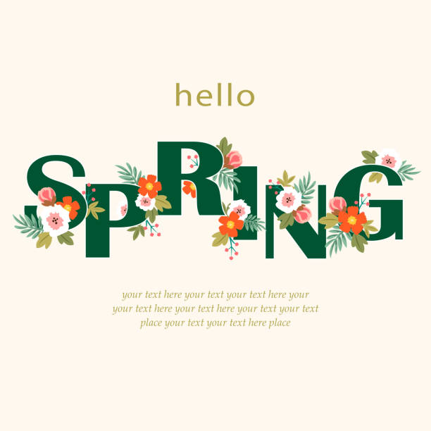 Spring floral text with asorted flowers.