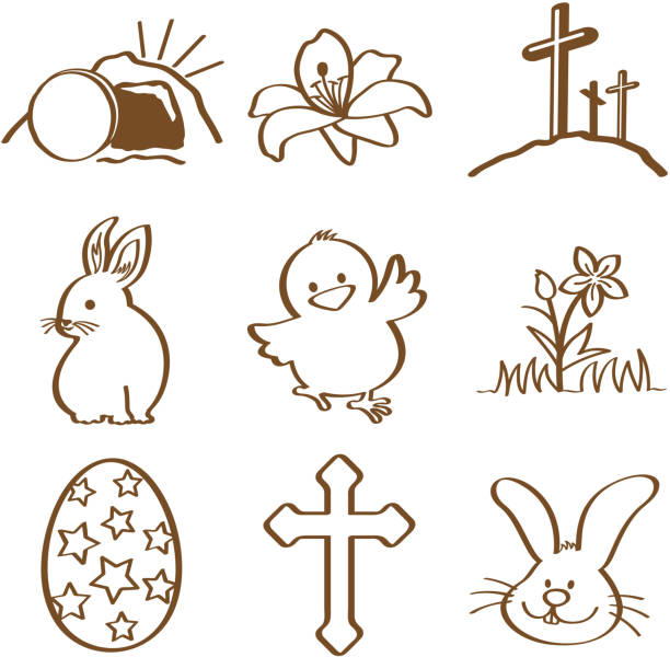 Easter doddle Easter doddle icons and symbols. pics of a cross easter lilies stock illustrations