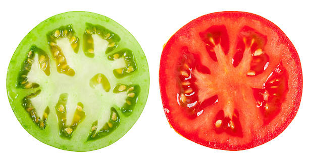 istock Green and red tomato slices 510060604