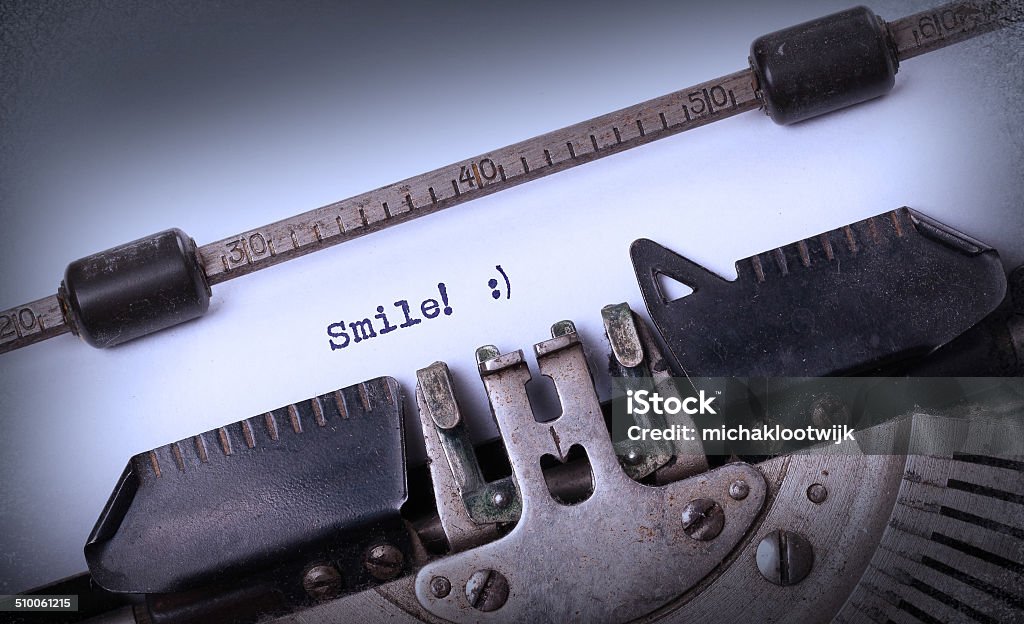 Vintage inscription made by old typewriter Vintage inscription made by old typewriter, smile Antique Stock Photo