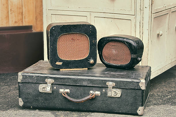 istock old retro objects antique radio receivers on a valise suitcase, 510062460