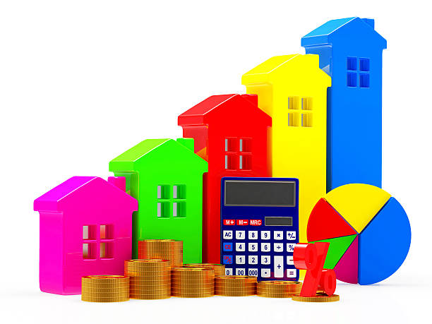 istock Diagram of a house, pie chart and calculator 510063000