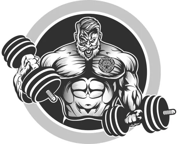 Vector illustration of Muscular Bodybuilder