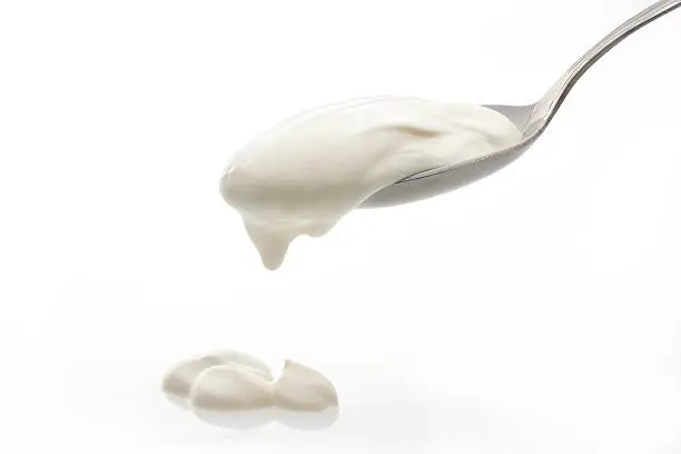 Photo of cream in spoon isolated
