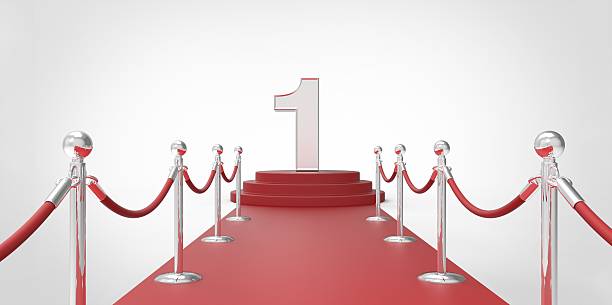 istock Number 1 red carpet VIP way silver chrome fence 510064933