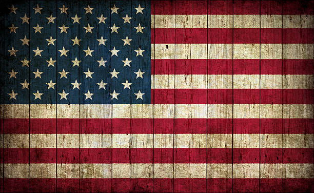istock Flag of USA, painted on a grunge plank 510065158
