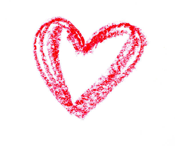 istock Simple heart drawn with a red crayon on white paper 510065824