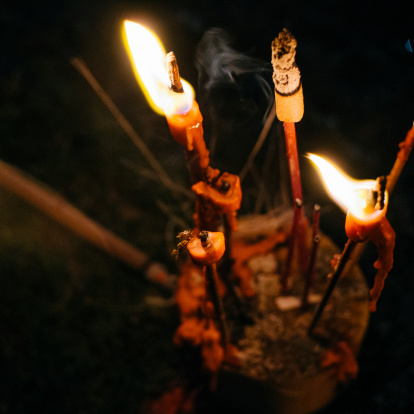 Burning Incense during hungry ghost festival