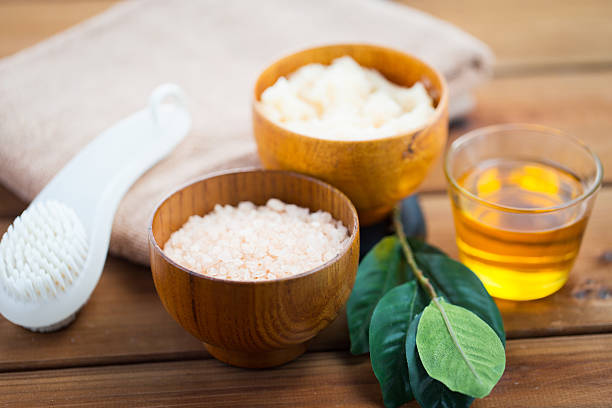 istock close up of himalayan pink salt and bath stuff 510066836