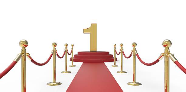 istock Number 1 gold red carpet VIP way gold fence 510067285