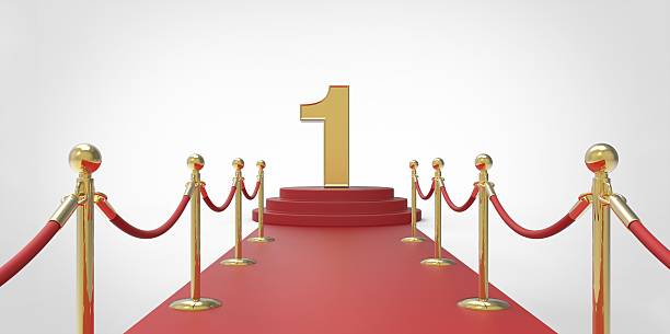 istock Number 1 gold red carpet VIP way gold fence 510067295