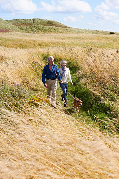 istock Senior Couple Taking Dog For Walk In Countryside 510067740