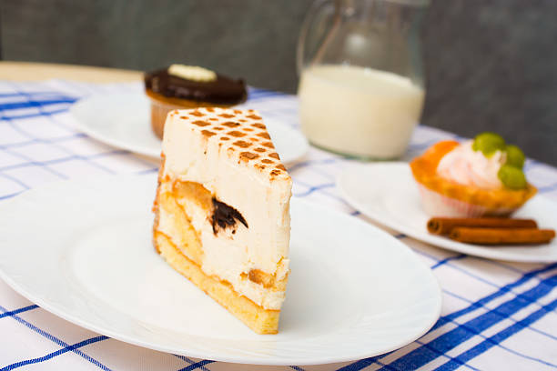 istock piece Italian Cake (dessert) tiramisu on a white plate. Cinnamon 510069730