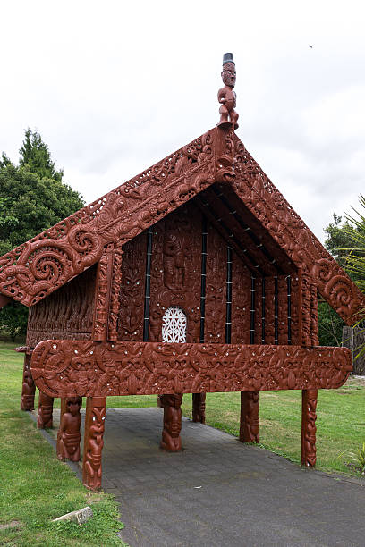 traditional maori storehouse traditional maori storage in te puia tour in rotorua new zealand. whakarewarewa stock pictures, royalty-free photos & images