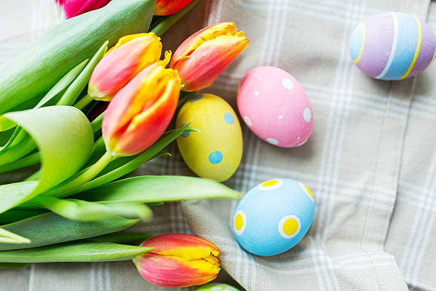 istock close up of colored easter eggs and flowers 510070510