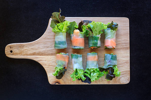 istock Salad row with The dough sheet on wood cutting board 510072124