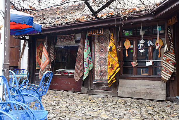 Rug Store at Safranbulu Turkey stock photo