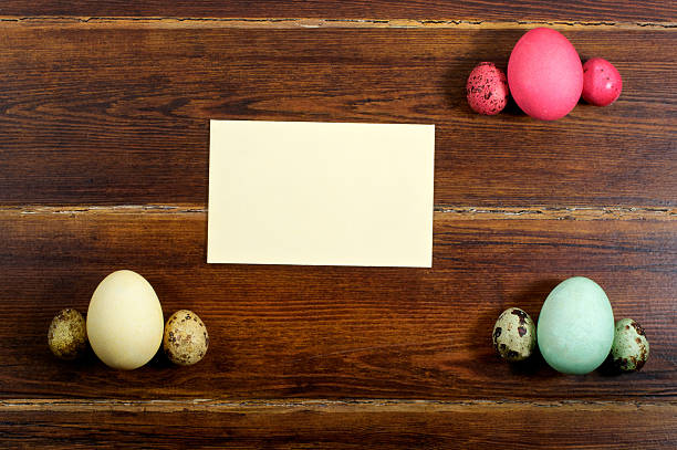 istock Colorful eggs with card in the center 510075838