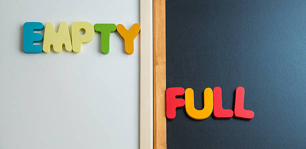 istock Wooden word EMPTY and FULL on black and white board 510077870