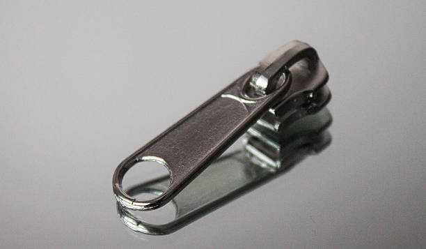 Zipper pulls silver metal stock photo