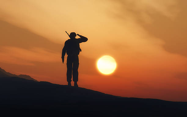istock Silhouette of a soldier saluting 510084124