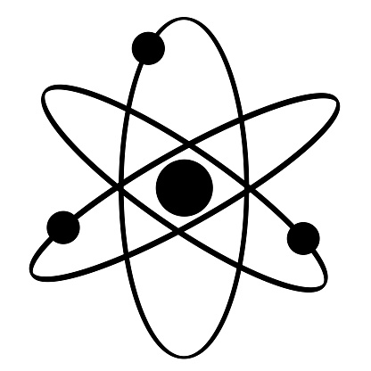 Flat atom icon isolated on white background
