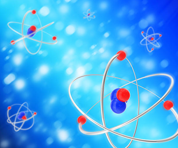 istock Abstract background of moving atoms. 510084428