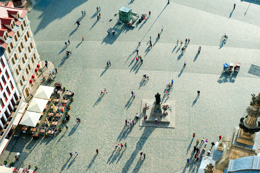Aerial view of  Neumarkt square in Dresden, Germany